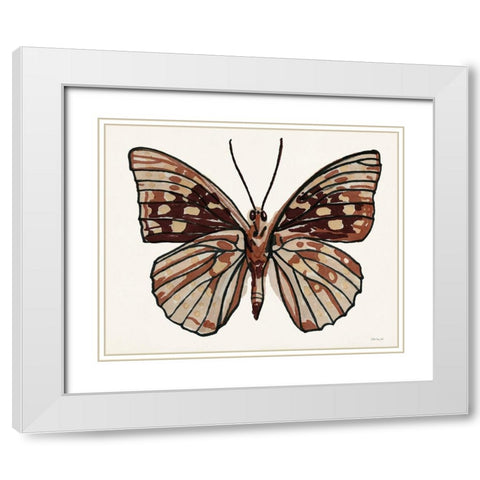 Papillon 1 White Modern Wood Framed Art Print with Double Matting by Stellar Design Studio