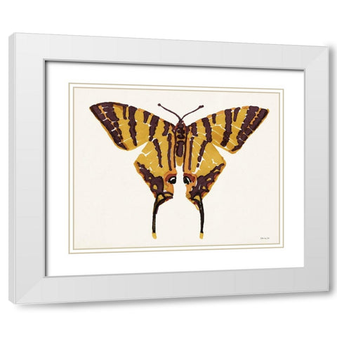 Papillon 2 White Modern Wood Framed Art Print with Double Matting by Stellar Design Studio