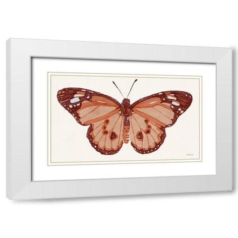 Papillon 3 White Modern Wood Framed Art Print with Double Matting by Stellar Design Studio