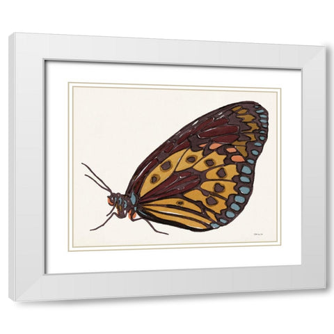 Papillon 5 White Modern Wood Framed Art Print with Double Matting by Stellar Design Studio
