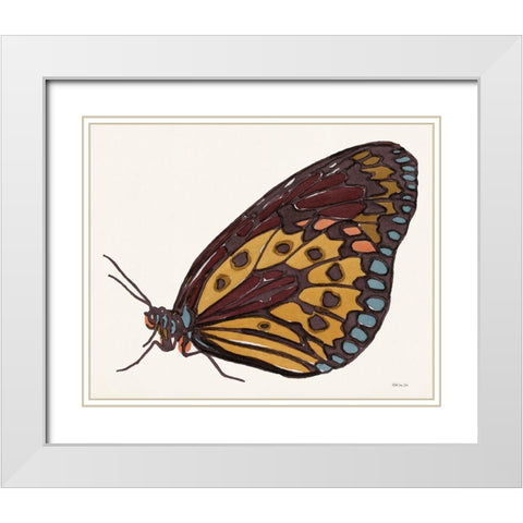 Papillon 5 White Modern Wood Framed Art Print with Double Matting by Stellar Design Studio