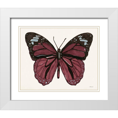 Papillon 6 White Modern Wood Framed Art Print with Double Matting by Stellar Design Studio