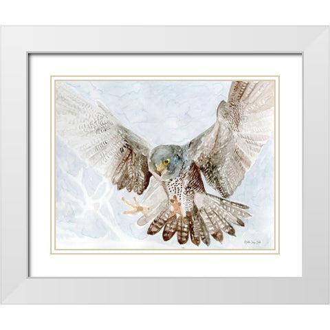 Falcon White Modern Wood Framed Art Print with Double Matting by Stellar Design Studio