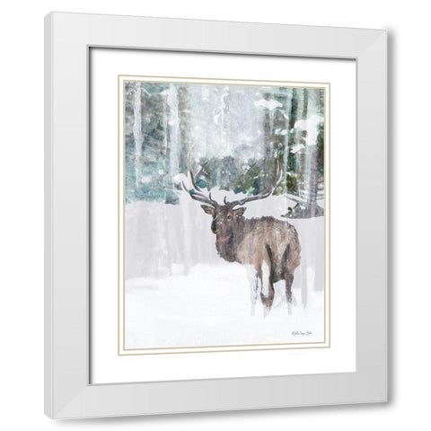 Grand Elk 2 White Modern Wood Framed Art Print with Double Matting by Stellar Design Studio