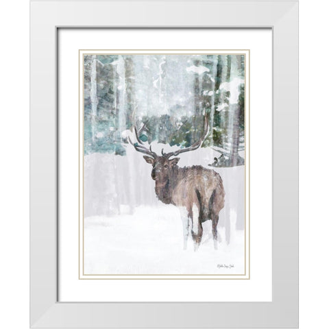 Grand Elk 2 White Modern Wood Framed Art Print with Double Matting by Stellar Design Studio