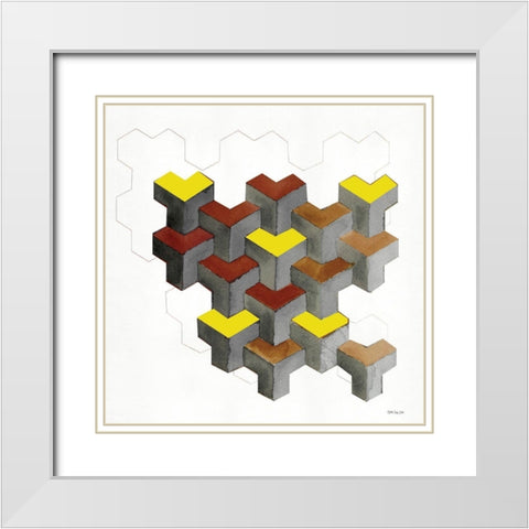 Injunction 1 White Modern Wood Framed Art Print with Double Matting by Stellar Design Studio