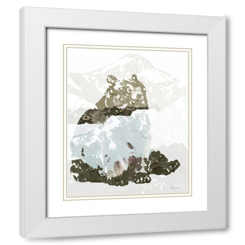 Bear Impression 2 White Modern Wood Framed Art Print with Double Matting by Stellar Design Studio