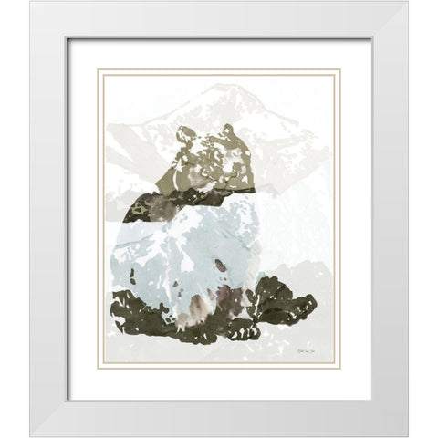 Bear Impression 2 White Modern Wood Framed Art Print with Double Matting by Stellar Design Studio