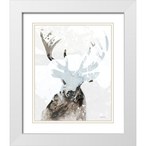 Elk Impression 2 White Modern Wood Framed Art Print with Double Matting by Stellar Design Studio