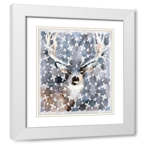 Elk Montage White Modern Wood Framed Art Print with Double Matting by Stellar Design Studio