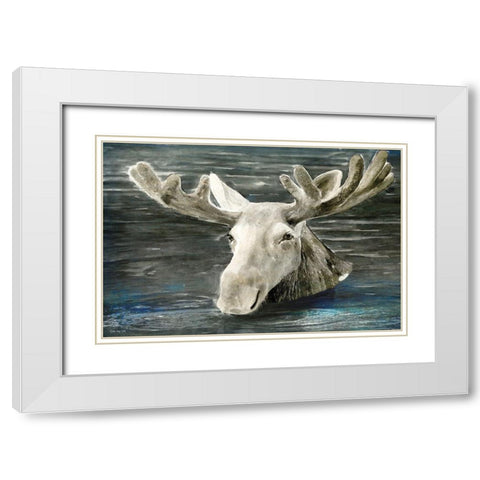 Lake Moose White Modern Wood Framed Art Print with Double Matting by Stellar Design Studio