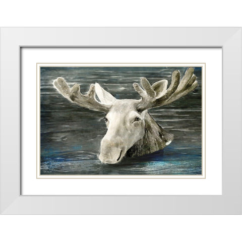 Lake Moose White Modern Wood Framed Art Print with Double Matting by Stellar Design Studio