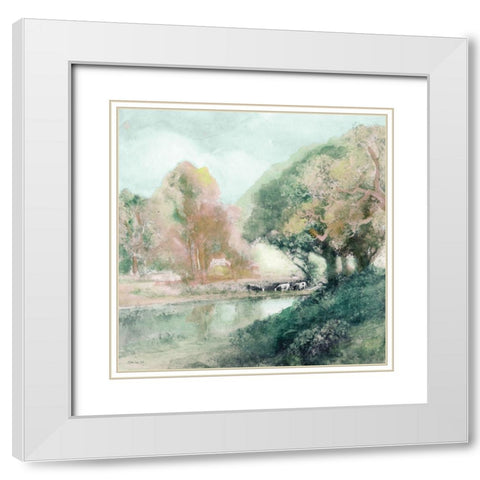 Peaceful Country 1 White Modern Wood Framed Art Print with Double Matting by Stellar Design Studio