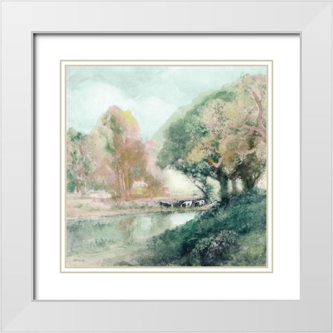 Peaceful Country 1 White Modern Wood Framed Art Print with Double Matting by Stellar Design Studio