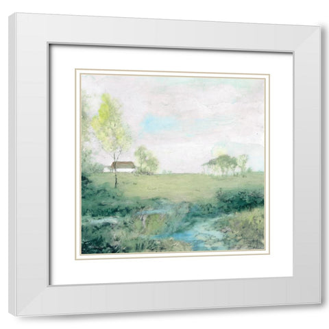 Peaceful Country 2 White Modern Wood Framed Art Print with Double Matting by Stellar Design Studio
