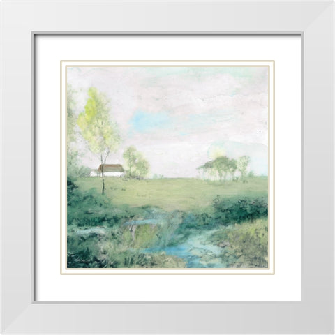 Peaceful Country 2 White Modern Wood Framed Art Print with Double Matting by Stellar Design Studio