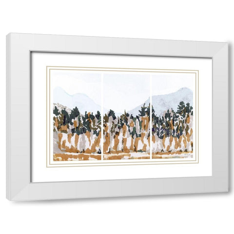 Big Mountain Triptych White Modern Wood Framed Art Print with Double Matting by Stellar Design Studio