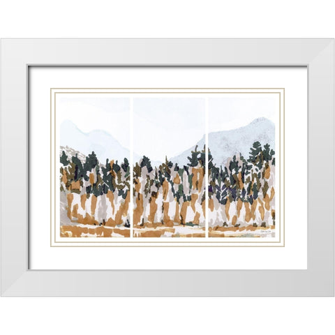 Big Mountain Triptych White Modern Wood Framed Art Print with Double Matting by Stellar Design Studio