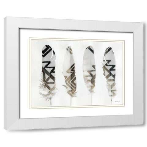 Feathers 1    White Modern Wood Framed Art Print with Double Matting by Stellar Design Studio