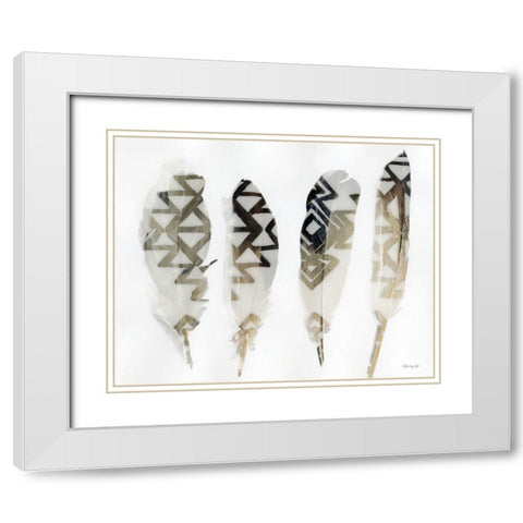 Feathers 2    White Modern Wood Framed Art Print with Double Matting by Stellar Design Studio