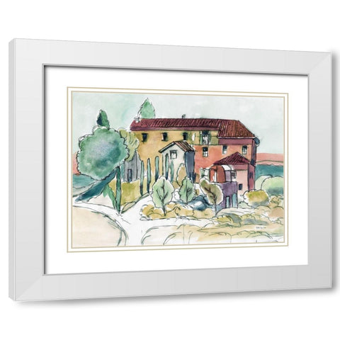 Tuscan Farmhouse White Modern Wood Framed Art Print with Double Matting by Stellar Design Studio