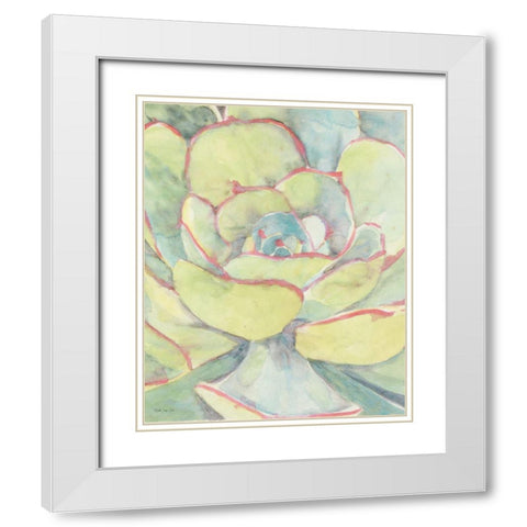 Succulent Bloom 2 White Modern Wood Framed Art Print with Double Matting by Stellar Design Studio