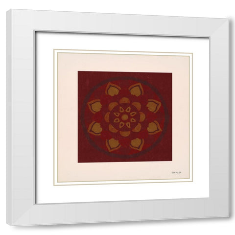 Mandala Spice 2 White Modern Wood Framed Art Print with Double Matting by Stellar Design Studio