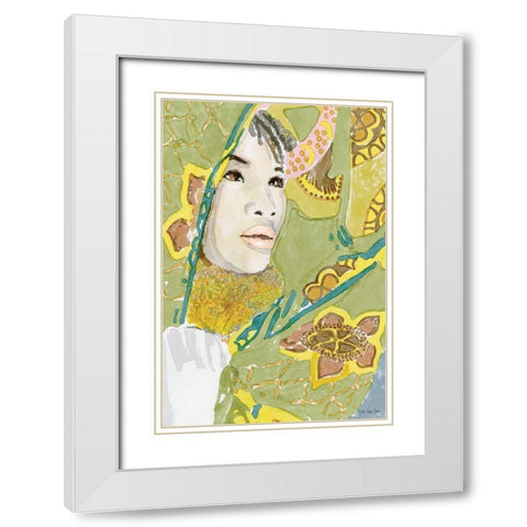 Jasmine White Modern Wood Framed Art Print with Double Matting by Stellar Design Studio