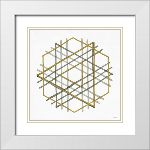 Convergent 1 White Modern Wood Framed Art Print with Double Matting by Stellar Design Studio