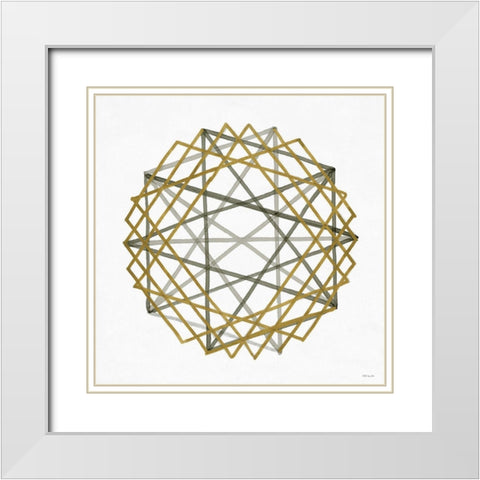 Convergent 2 White Modern Wood Framed Art Print with Double Matting by Stellar Design Studio