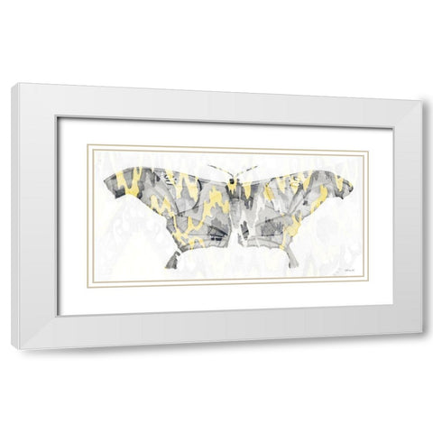 Yellow-Gray Patterned Moth 2 White Modern Wood Framed Art Print with Double Matting by Stellar Design Studio