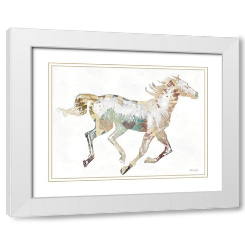 Navajo Horse 1 White Modern Wood Framed Art Print with Double Matting by Stellar Design Studio