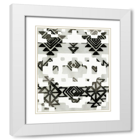 Tribal Print White Modern Wood Framed Art Print with Double Matting by Stellar Design Studio