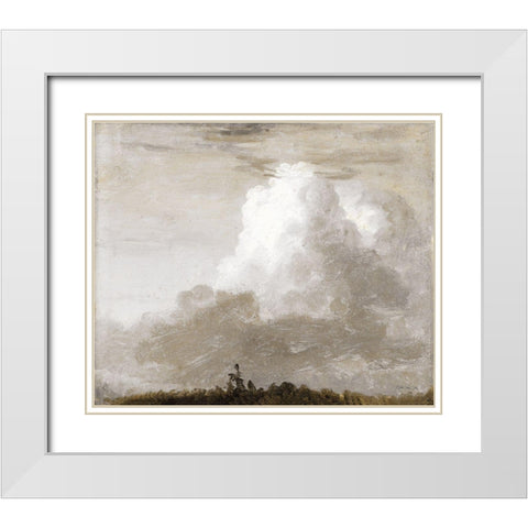 White Clouds Landscape    White Modern Wood Framed Art Print with Double Matting by Stellar Design Studio