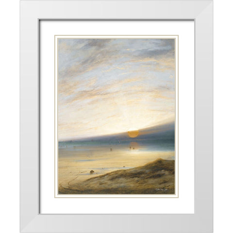 Sunset on the Beach at Sark White Modern Wood Framed Art Print with Double Matting by Stellar Design Studio