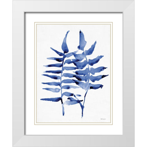 Navy Foliage 1 White Modern Wood Framed Art Print with Double Matting by Stellar Design Studio