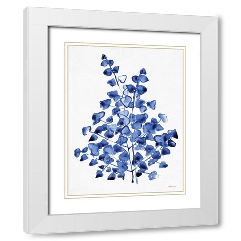 Navy Foliage 2 White Modern Wood Framed Art Print with Double Matting by Stellar Design Studio