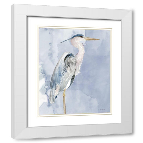 Heron 3 White Modern Wood Framed Art Print with Double Matting by Stellar Design Studio