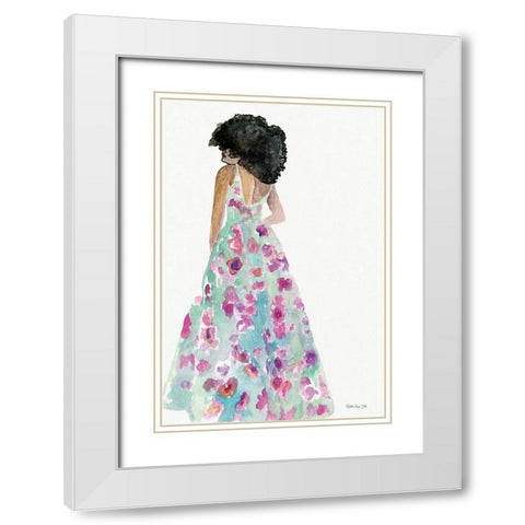 Floral Gown 2 White Modern Wood Framed Art Print with Double Matting by Stellar Design Studio