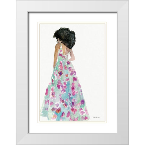 Floral Gown 2 White Modern Wood Framed Art Print with Double Matting by Stellar Design Studio