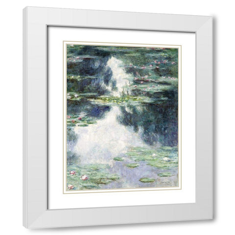 Water Lilies White Modern Wood Framed Art Print with Double Matting by Stellar Design Studio