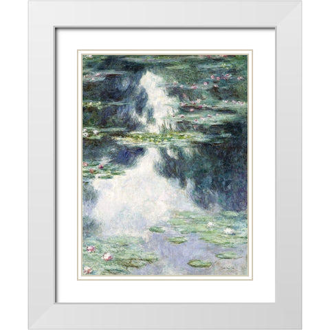 Water Lilies White Modern Wood Framed Art Print with Double Matting by Stellar Design Studio