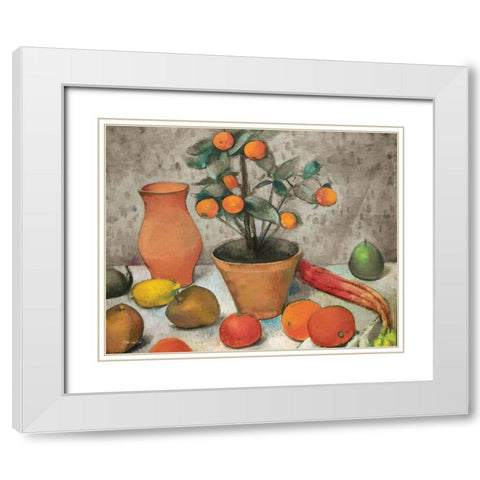 Still-Life with Oranges White Modern Wood Framed Art Print with Double Matting by Stellar Design Studio