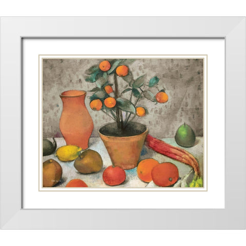 Still-Life with Oranges White Modern Wood Framed Art Print with Double Matting by Stellar Design Studio