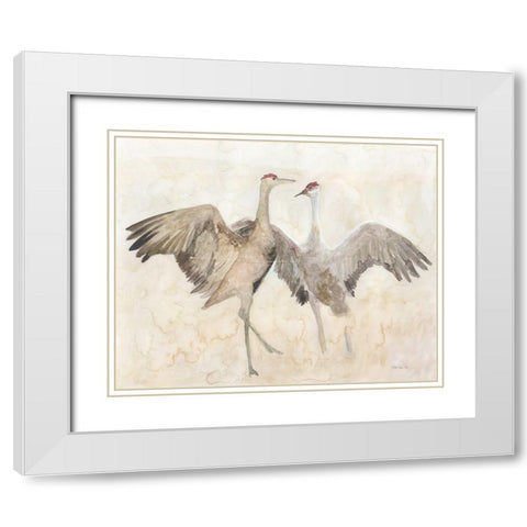 Sandhill Cranes 1 White Modern Wood Framed Art Print with Double Matting by Stellar Design Studio