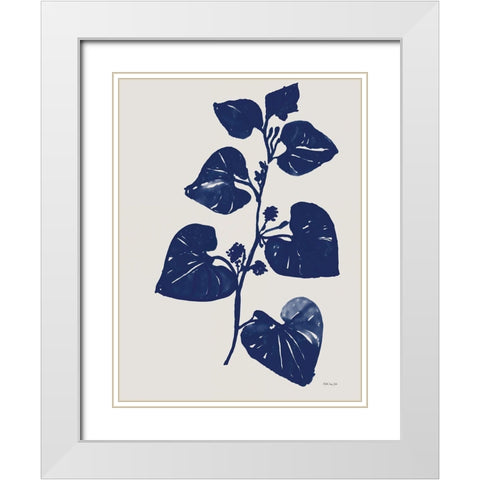 Indigo Botanical II White Modern Wood Framed Art Print with Double Matting by Stellar Design Studio