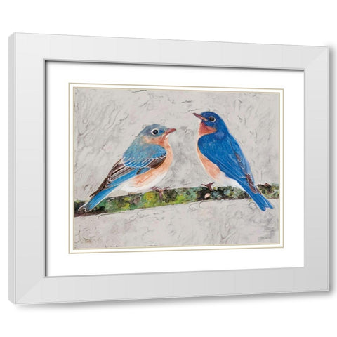 Eastern Bluebirds 2 White Modern Wood Framed Art Print with Double Matting by Stellar Design Studio