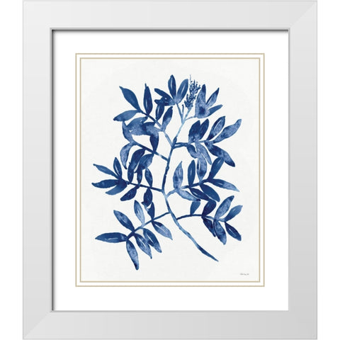 Nature in Indigo 2 White Modern Wood Framed Art Print with Double Matting by Stellar Design Studio