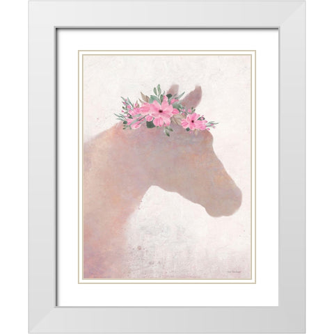 Pink Pony White Modern Wood Framed Art Print with Double Matting by Seven Trees Design