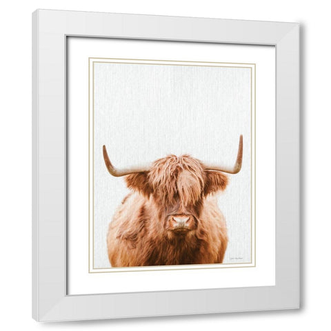 Cow Portrait White Modern Wood Framed Art Print with Double Matting by Seven Trees Design
